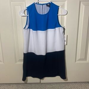 Womens Blue White Black Colorblock Dress